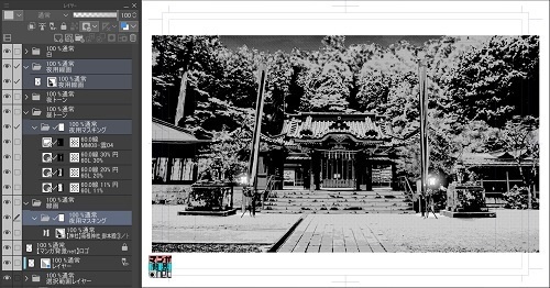 【マンガ背景用素材】【神社】箱根神社_御本殿③【夜/昼/トーンなしセット】【3変化対応】【zip転送で中身はclipファィル】