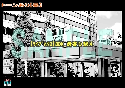【マンガ背景用素材】【武道館】九段下駅出入り口④【夜/昼/トーンなしセット】【3変化対応】【zip転送で中身はclipファィル】