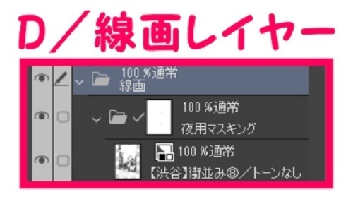 【マンガ背景用素材】【渋谷】街並み⑧【夜/昼/トーンなしセット】【3変化対応】【zip転送で中身はclipファィル】