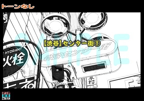 【マンガ背景用素材】【渋谷】センター街①【夜/昼/トーンなしセット】【3変化対応】【zip転送で中身はclipファィル】