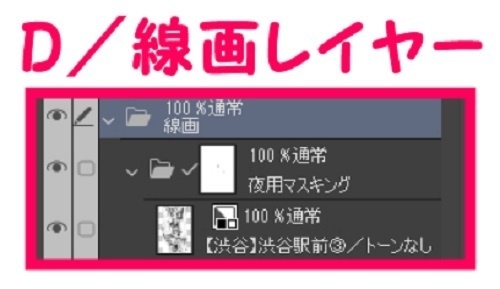 【マンガ背景用素材】【渋谷】渋谷駅前③【夜/昼/トーンなしセット】【3変化対応】【zip転送で中身はclipファィル】