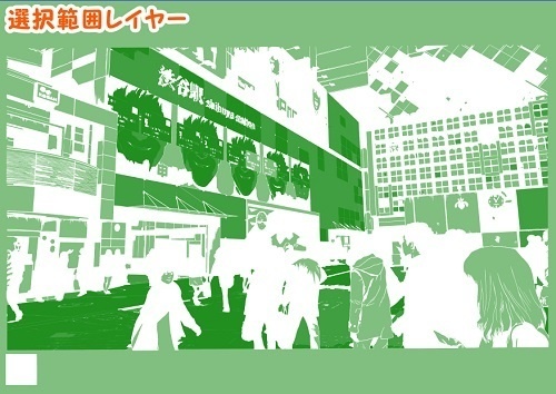 【マンガ背景用素材】【渋谷】渋谷駅前②【夜/昼/トーンなしセット】【3変化対応】【zip転送で中身はclipファィル】