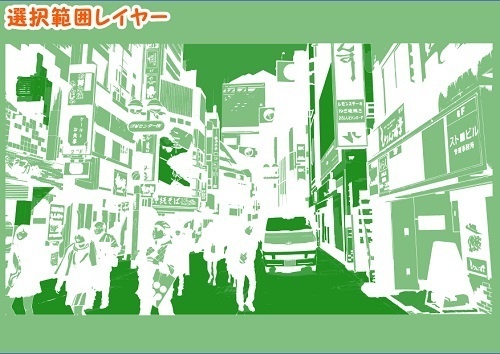 【マンガ背景用素材】【渋谷】センター街③【夜/昼/トーンなしセット】【3変化対応】【zip転送で中身はclipファィル】