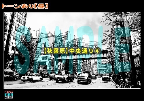 【マンガ背景用素材】【秋葉原】中央通り④【夜/昼/トーンなしセット】【3変化対応】【zip転送で中身はclipファィル】