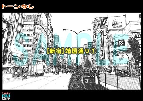 【マンガ背景用素材】【新宿】靖国通り①【夜/昼/トーンなしセット】【3変化対応】【zip転送で中身はclipファィル】
