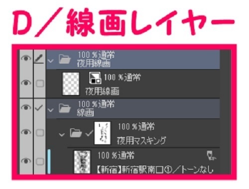 【マンガ背景用素材】【新宿】新宿駅南口①【夜/昼/トーンなしセット】【3変化対応】【zip転送で中身はclipファィル】