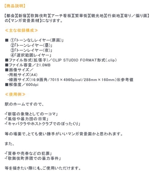 【マンガ背景用素材】【新宿】歌舞伎町①【夜/昼/トーンなしセット】【3変化対応】【zip転送で中身はclipファィル】