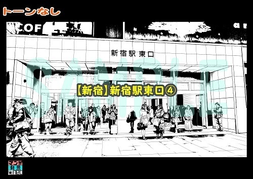 【マンガ背景用素材】【新宿】新宿駅東口④【夜/昼/トーンなしセット】【3変化対応】【zip転送で中身はclipファィル】