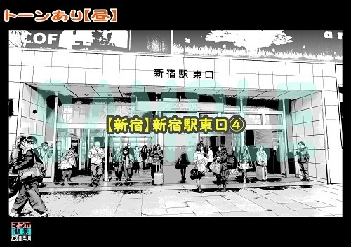 【マンガ背景用素材】【新宿】新宿駅東口④【夜/昼/トーンなしセット】【3変化対応】【zip転送で中身はclipファィル】