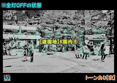 【マンガ背景用素材】【遊園地】K園内⑧【夜/昼/トーンなしセット】【3変化対応】【zip転送で中身はclipファィル】