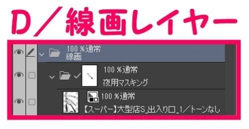 【マンガ背景用素材】【スーパー】大型店S_出入り口_1【夜/昼/トーンなしセット】【3変化対応】【zip転送で中身はclipファィル】