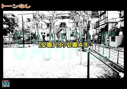 【マンガ背景用素材】【公園】(小)公園A⑧【夜/昼/トーンなしセット】【3変化対応】【zip転送で中身はclipファィル】