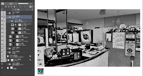 【マンガ背景用素材】【ゲームセンター】案内所①【夜/昼/トーンなしセット】【3変化対応】【zip転送で中身はclipファィル】