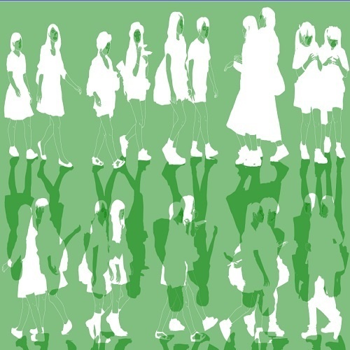 【マンガ背景用素材】【モブ】ウォーカー_女2人組_春夏秋服①【夜/昼/トーンなしセット】【7変化対応】【zip転送で中身はclipファィル】