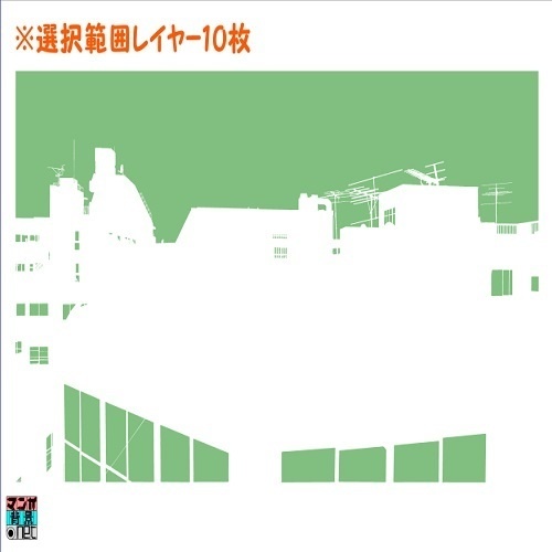 【マンガ背景用素材】【廃ビルT】外観_屋上①【夜/昼/トーンなしセット】【3変化対応】【zip転送で中身はclipファィル】