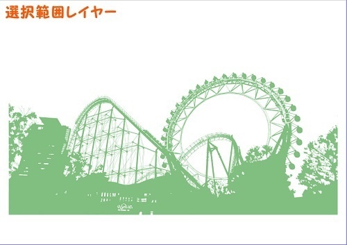 【マンガ背景用素材】【遊園地】K_観覧車&コースター⑧【夜/昼/トーンなしセット】【3変化対応】【zip転送で中身はclipファィル】