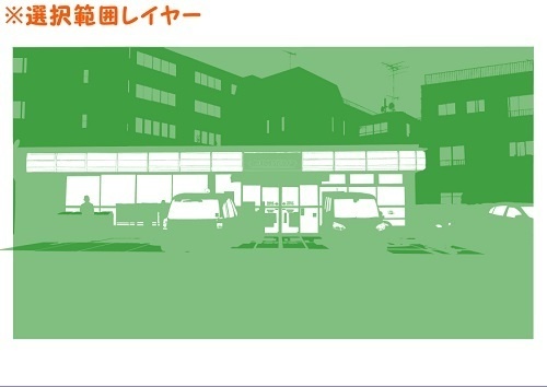 【マンガ背景用素材】【コンビニ】M_外観②【夜/昼/トーンなしセット】【3変化対応】【zip転送で中身はclipファィル】