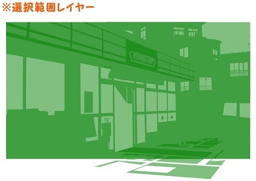 【マンガ背景用素材】【コンビニ】M_外観⑦【夜/昼/トーンなしセット】【3変化対応】【zip転送で中身はclipファィル】