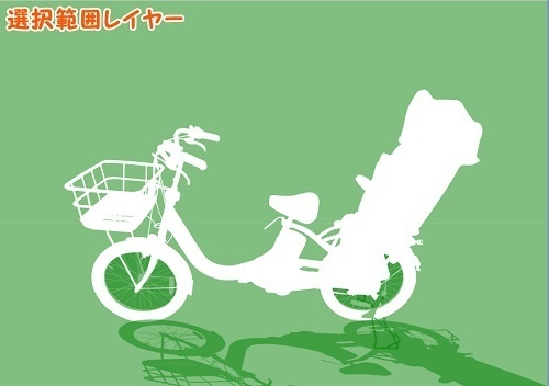 【マンガ背景用素材】【自転車】電動ママチャリP_1【夜/昼/トーンなしセット】【3変化対応】【zip転送で中身はclipファィル】