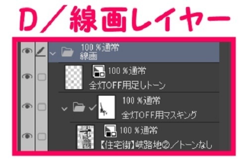 【マンガ背景用素材】【住宅街】峡路地②【夜/昼/トーンなしセット】【3変化対応】【zip転送で中身はclipファィル】