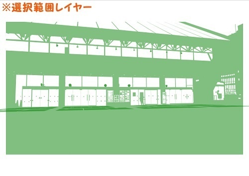 【マンガ背景用素材】【中野】S_PULAZA_正面広場①【夜/昼/トーンなしセット】【3変化対応】【zip転送で中身はclipファィル】