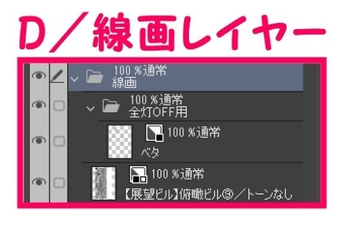 【マンガ背景用素材】【展望ビル】俯瞰ビル⑨【夜/昼/トーンなしセット】【3変化対応】【zip転送で中身はclipファィル】