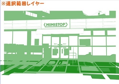 【マンガ背景用素材】【コンビニ】M_外観⑪【夜/昼/トーンなしセット】【3変化対応】【zip転送で中身はclipファィル】