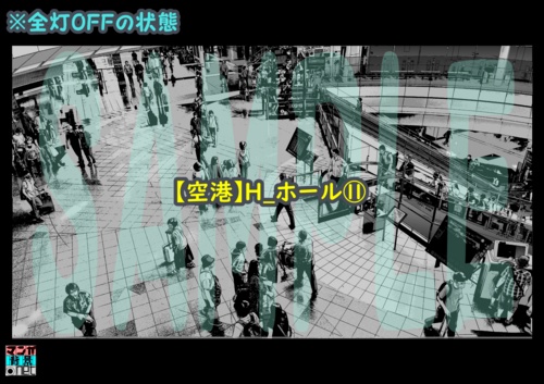 【マンガ背景用素材】【空港】H_ホール⑪【夜/昼/トーンなしセット】【3変化対応】【zip転送で中身はclipファィル】