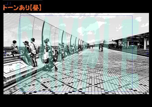 【マンガ背景用素材】【空港】H_屋外展望デッキ⑦【夜/昼/トーンなしセット】【3変化対応】【zip転送で中身はclipファィル】