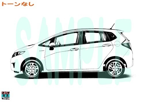 【マンガ背景用素材】【車】ハッチバック車_HF⑦【夜/昼/トーンなしセット】【3変化対応】【zip転送で中身はclipファィル】