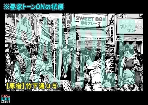 【マンガ背景用素材】【原宿】竹下通り⑤【夜/昼/トーンなしセット】【3変化対応】【zip転送で中身はclipファィル】