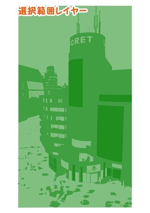 【マンガ背景用素材】【原宿】ファッションビル_L③【夜/昼/トーンなしセット】【3変化対応】【zip転送で中身はclipファィル】