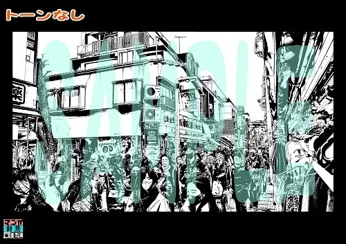 【マンガ背景用素材】【原宿】竹下通り⑬【夜/昼/トーンなしセット】【3変化対応】【zip転送で中身はclipファィル】