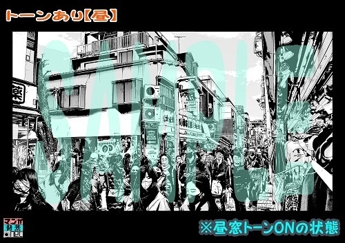 【マンガ背景用素材】【原宿】竹下通り⑬【夜/昼/トーンなしセット】【3変化対応】【zip転送で中身はclipファィル】