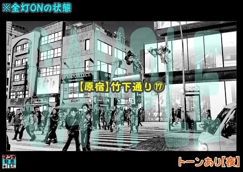 【マンガ背景用素材】【原宿】竹下通り⑰【夜/昼/トーンなしセット】【3変化対応】【zip転送で中身はclipファィル】