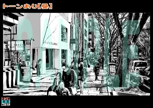 【マンガ背景用素材】【原宿】表参道⑦【夜/昼/トーンなしセット】【3変化対応】【zip転送で中身はclipファィル】