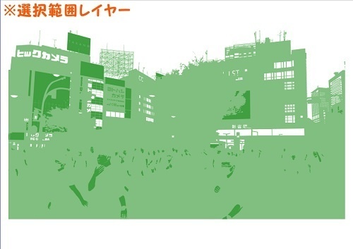 【マンガ背景用素材】【新宿】JR新宿駅東口⑦【夜/昼/トーンなしセット】【3変化対応】【zip転送で中身はclipファィル】