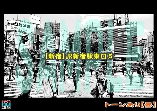 【マンガ背景用素材】【新宿】JR新宿駅東口⑦【夜/昼/トーンなしセット】【3変化対応】【zip転送で中身はclipファィル】