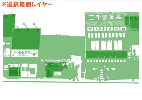 【マンガ背景用素材】【吉祥寺】飲食街①【夜/昼/トーンなしセット】【3変化対応】【zip転送で中身はclipファィル】