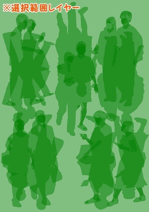 【マンガ背景用素材】【モブ】ウォーカー_カップル5組10人(春夏秋服)⑤【夜/昼/トーンなしセット】【7変化対応】【zip転送で中身はclipファィル】