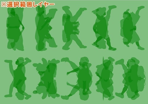 【マンガ背景用素材】【モブ】ウォーカー_俯瞰10人(春夏秋服)⑦【夜/昼/トーンなしセット】【7変化対応】【zip転送で中身はclipファィル】