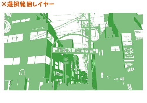 【マンガ背景用素材】【下北沢】風景⑬【夜/昼/トーンなしセット】【3変化対応】【zip転送で中身はclipファィル】