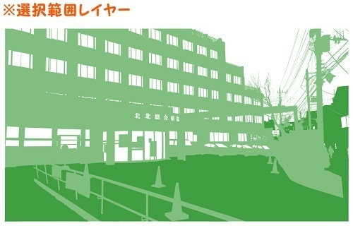 【マンガ背景用素材】【病院】(大)K外観②【夜/昼/トーンなしセット】【3変化対応】【zip転送で中身はclipファィル】