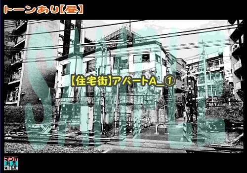 【マンガ背景用素材】【住宅街】アパートA_①【夜/昼/トーンなしセット】【3変化対応】【zip転送で中身はclipファィル】