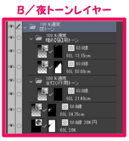 【マンガ背景用素材】【行事】お花見_目黒川⑪【夜/昼/トーンなしセット】【3変化対応】【zip転送で中身はclipファィル】