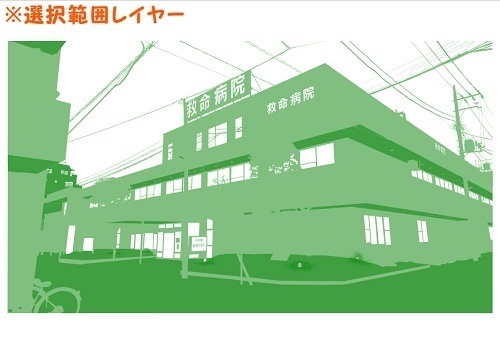 【マンガ背景用素材】【病院】(中)外観⑨【夜/昼/トーンなしセット】【3変化対応】【zip転送で中身はclipファィル】
