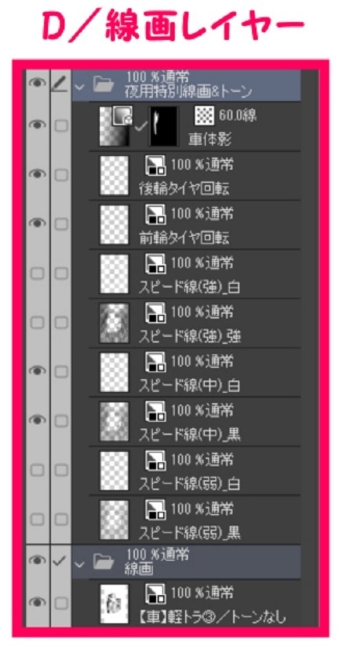 【マンガ背景用素材】【車】軽トラ③【夜/昼/トーンなしセット】【3変化対応】【zip転送で中身はclipファィル】