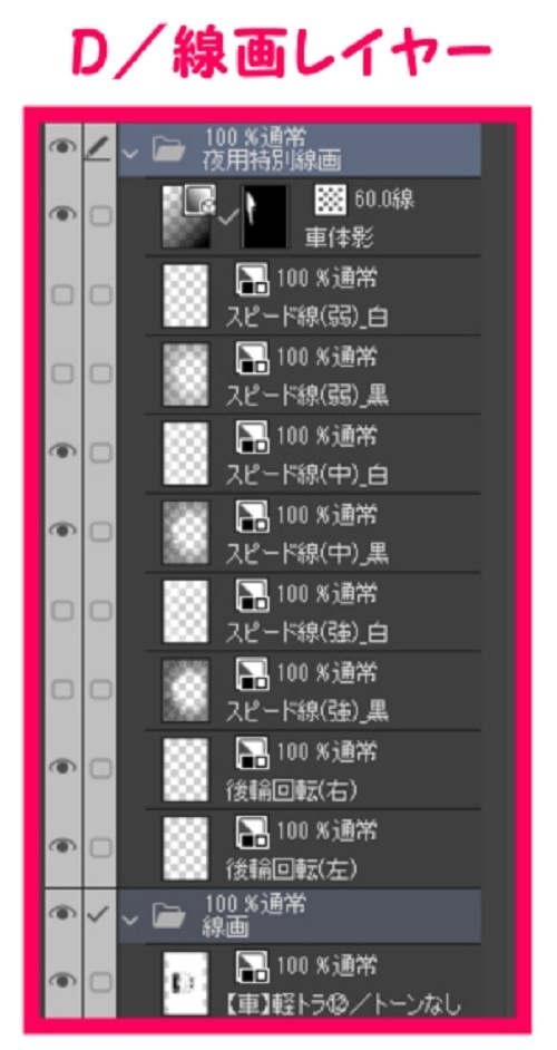【マンガ背景用素材】【車】軽トラ⑫【夜/昼/トーンなしセット】【3変化対応】【zip転送で中身はclipファィル】