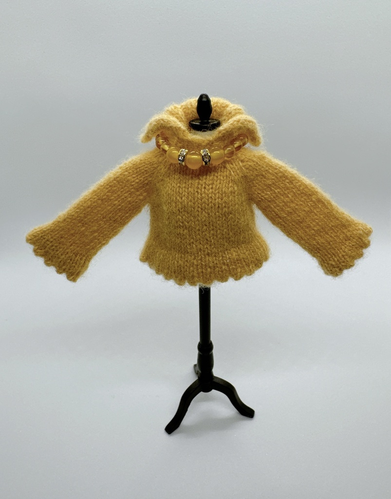 スカラップニット&天然石チョーカー セット