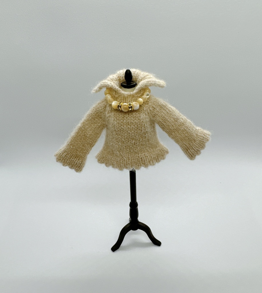 スカラップニット&天然石チョーカー セット